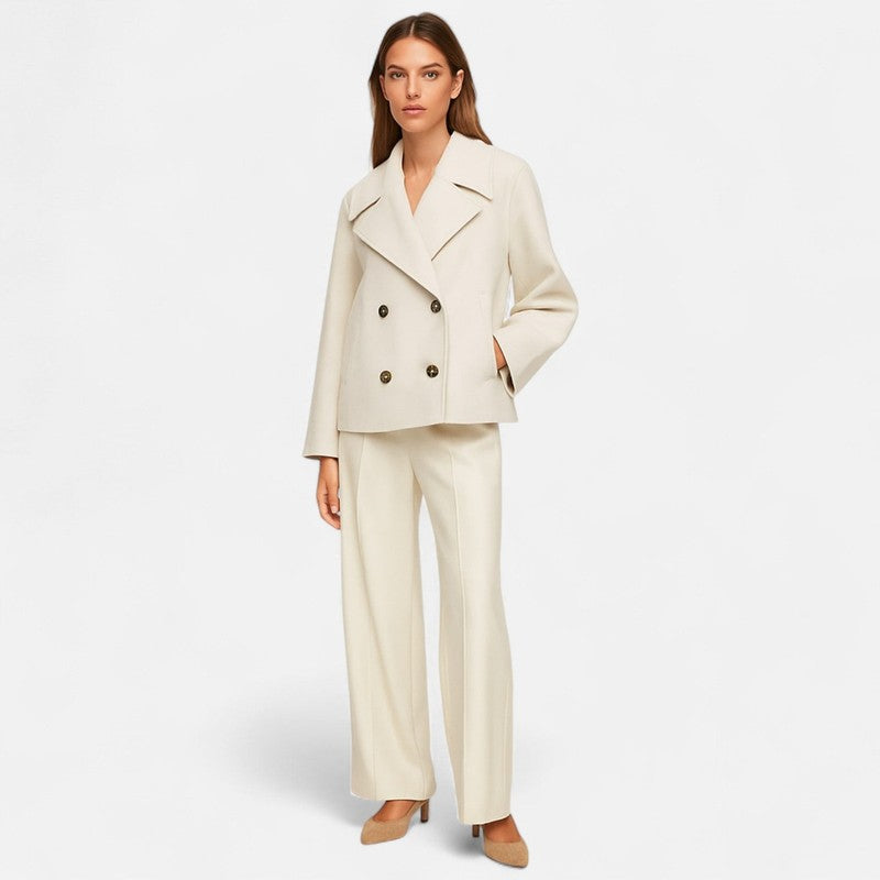 Veste Femme Structurée Cropped - Col à Revers
