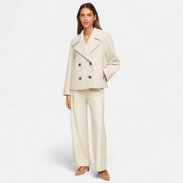 Veste Femme Structurée Cropped - Col à Revers