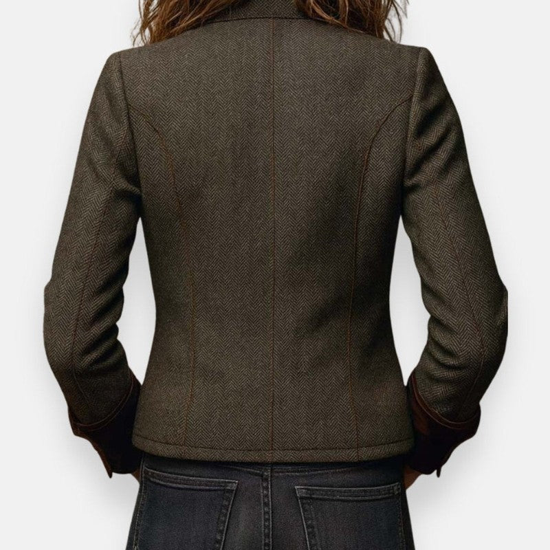 Veste Femme Style Militaire - Motif Chevrons avec Empiècements