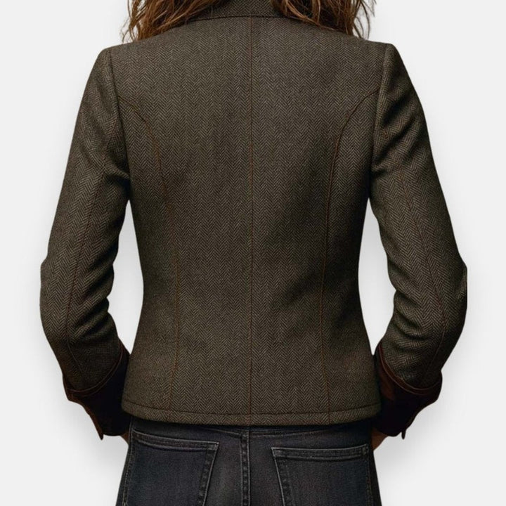 Veste Femme Style Militaire - Motif Chevrons avec Empiècements