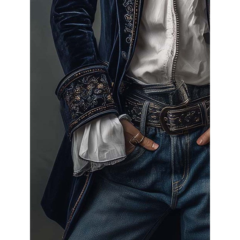 Veste Longue Femme Cintrée - Broderie Florale