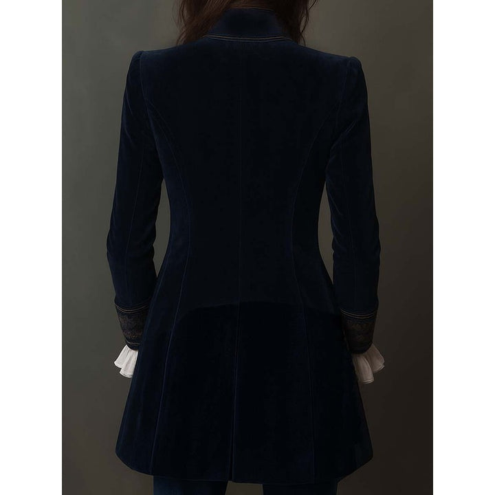 Veste Longue Femme Cintrée - Broderie Florale