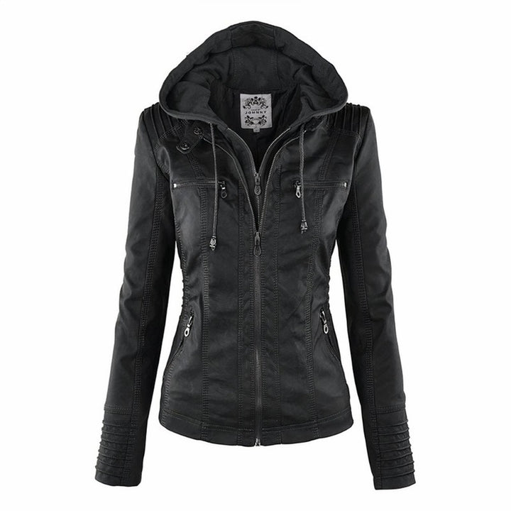 Veste moto à capuche pour femme - Silhouette ajustée