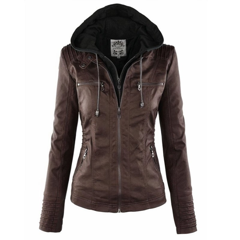 Veste moto à capuche pour femme - Silhouette ajustée