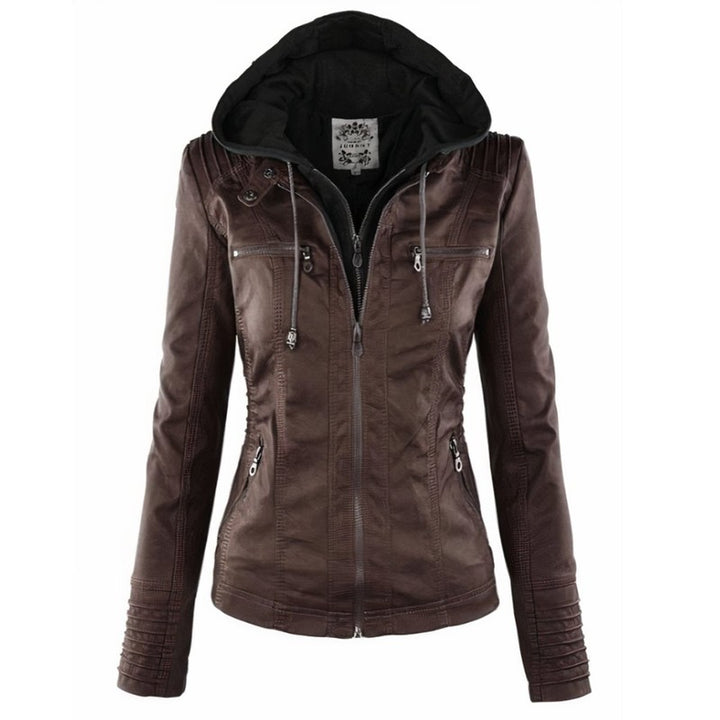 Veste moto à capuche pour femme - Silhouette ajustée
