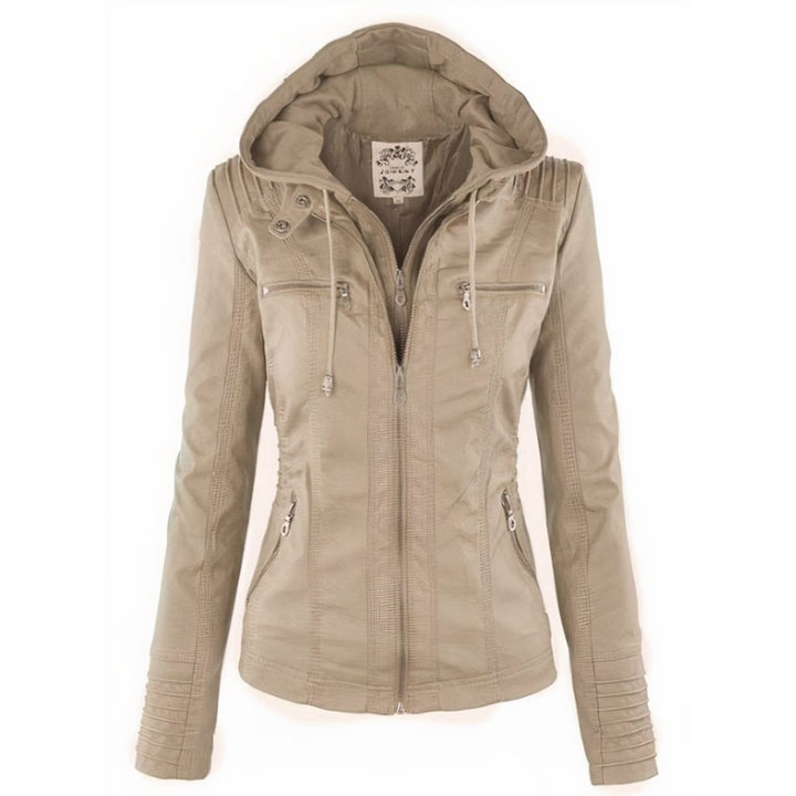 Veste moto à capuche pour femme - Silhouette ajustée