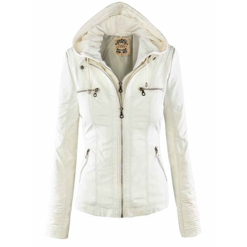 Veste moto à capuche pour femme - Silhouette ajustée