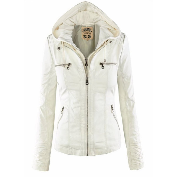Veste moto à capuche pour femme - Silhouette ajustée