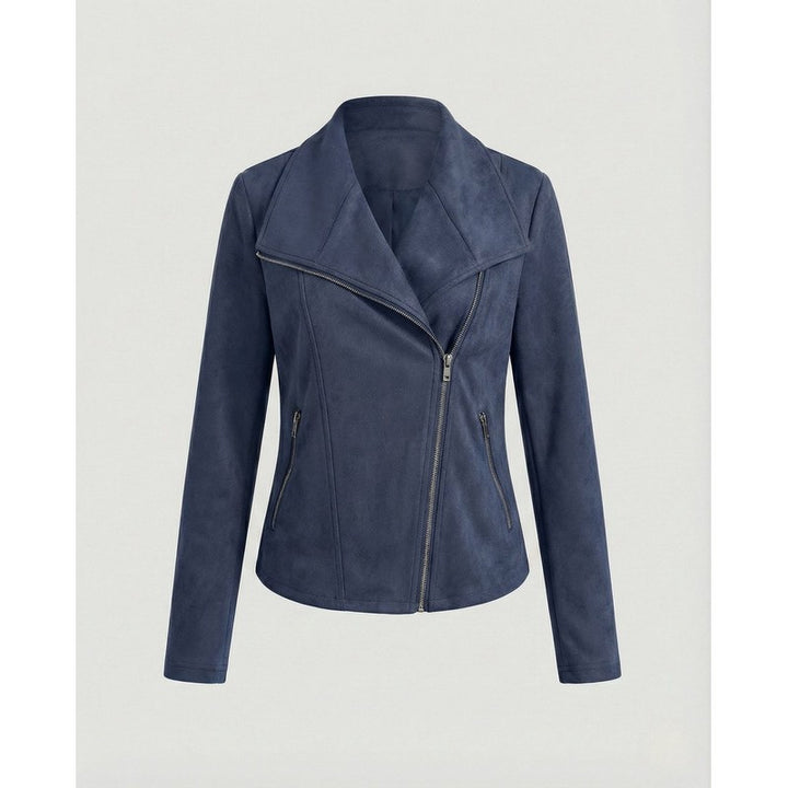 Veste moto femme - Col large et fermeture asymétrique