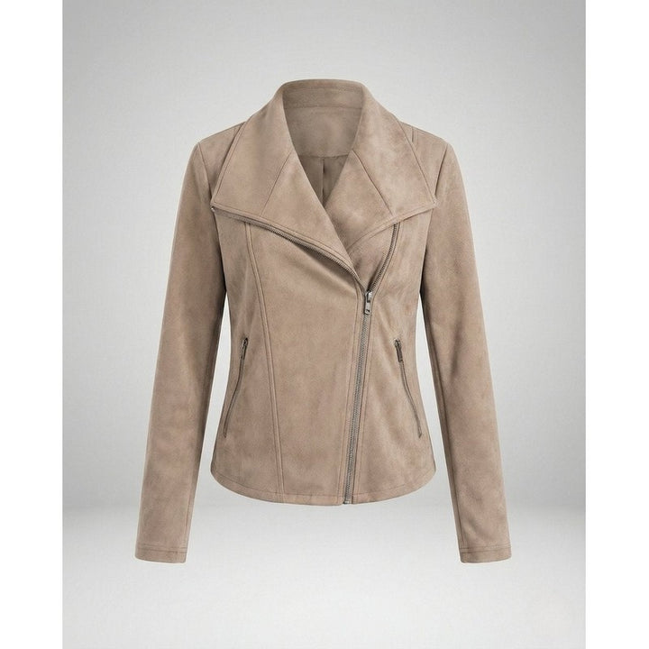 Veste moto femme - Col large et fermeture asymétrique