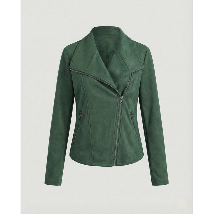 Veste moto femme - Col large et fermeture asymétrique