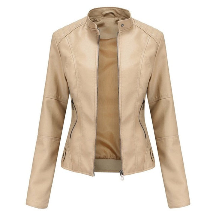 Veste moto femme - Col montant et fermeture éclair