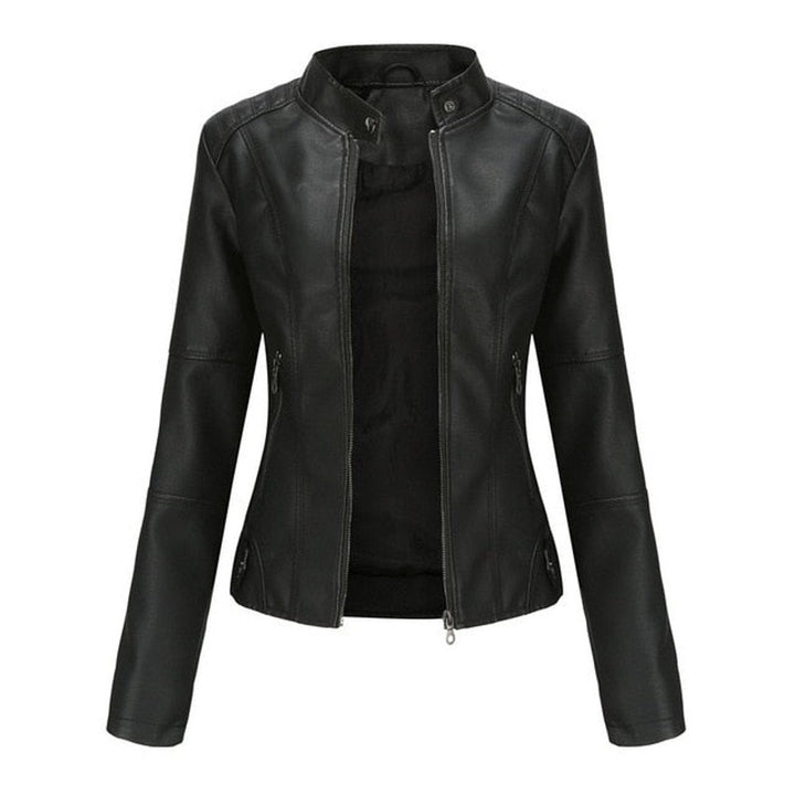 Veste moto femme - Col montant et fermeture éclair