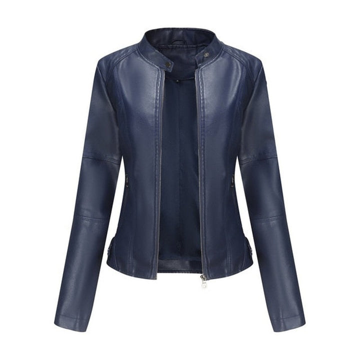 Veste moto femme - Col montant et fermeture éclair