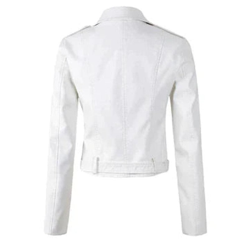 Veste moto femme - Coupe courte à ceinture