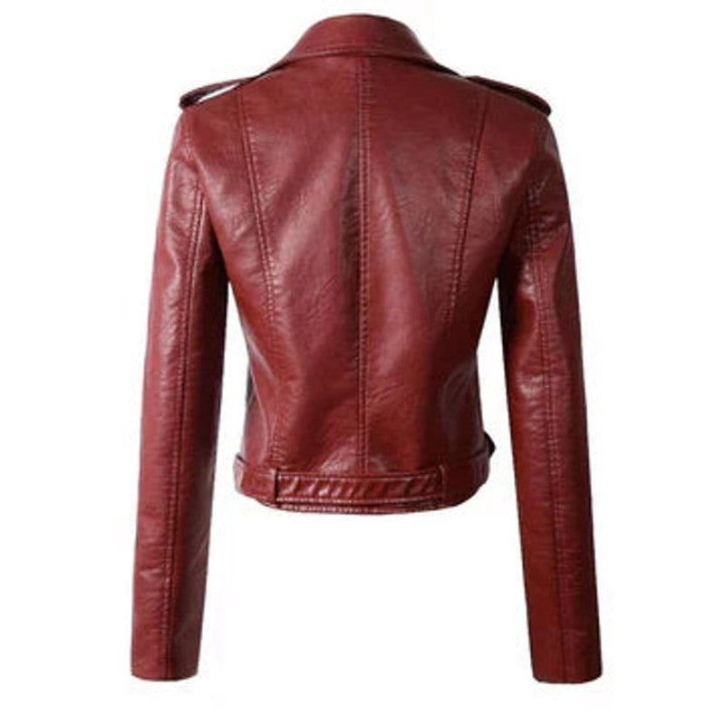 Veste moto femme - Coupe courte à ceinture