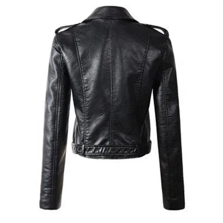 Veste moto femme - Coupe courte à ceinture