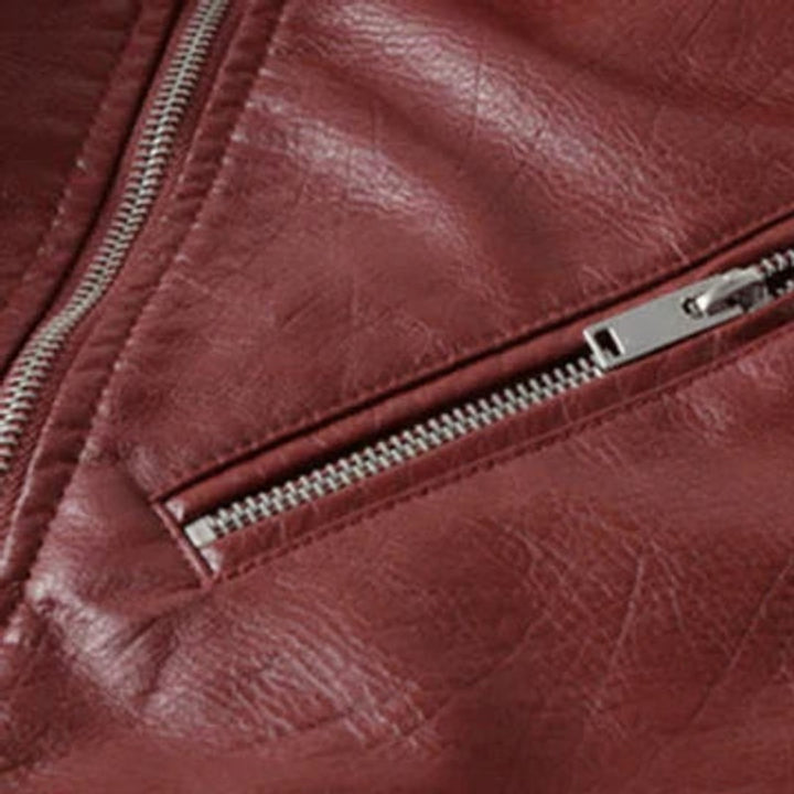 Veste moto femme - Coupe courte à ceinture